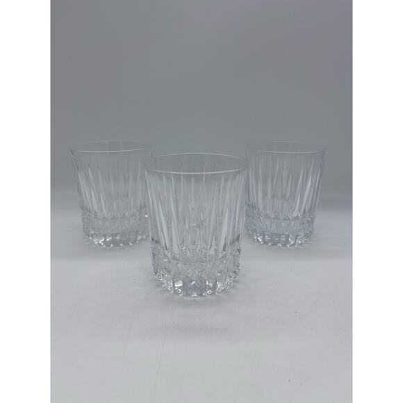 Set of 3 Heavy Cut Glass Lowball Glasses - Picture 1 of 5